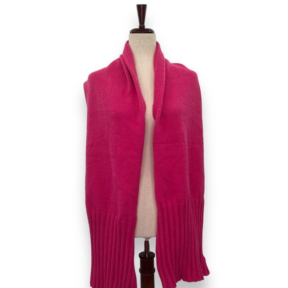 NEW On 34th Hot Pink Knit Scarf Ribbed Knit Rectangle Neck Wrap Winter - Picture 7 of 9